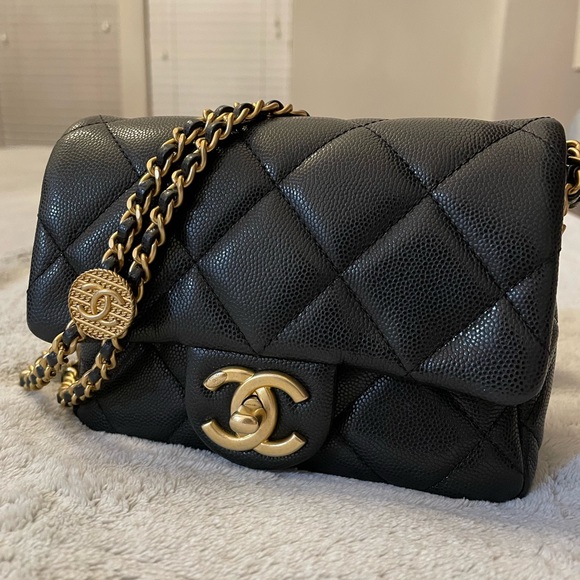 Chanel Blue Caviar Leather Captain Gold Waist Bag